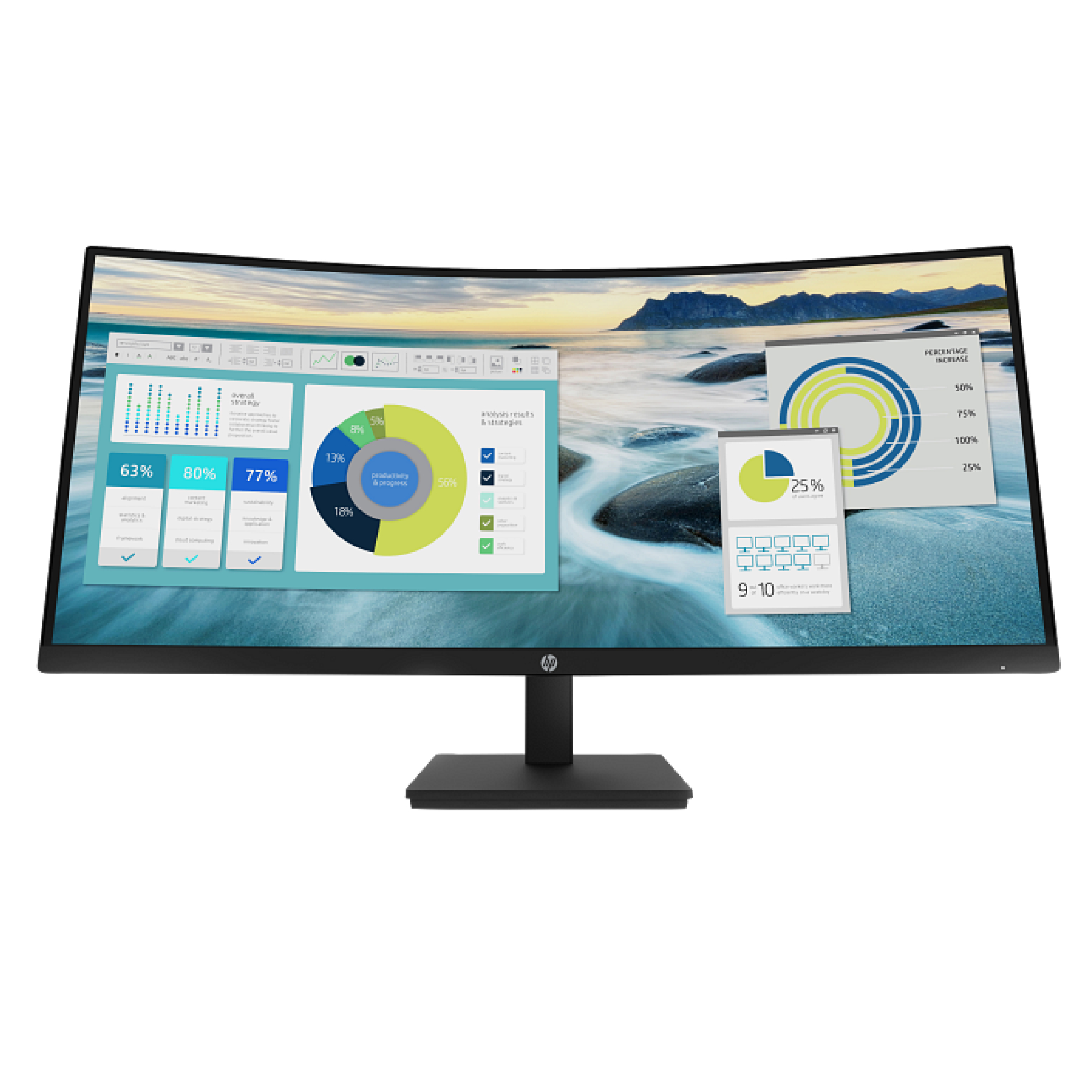 Refurbished HP P34hc G4 34" WQHD 60Hz LED Display Port Height Adjustable Curved Monitor with Speakers
