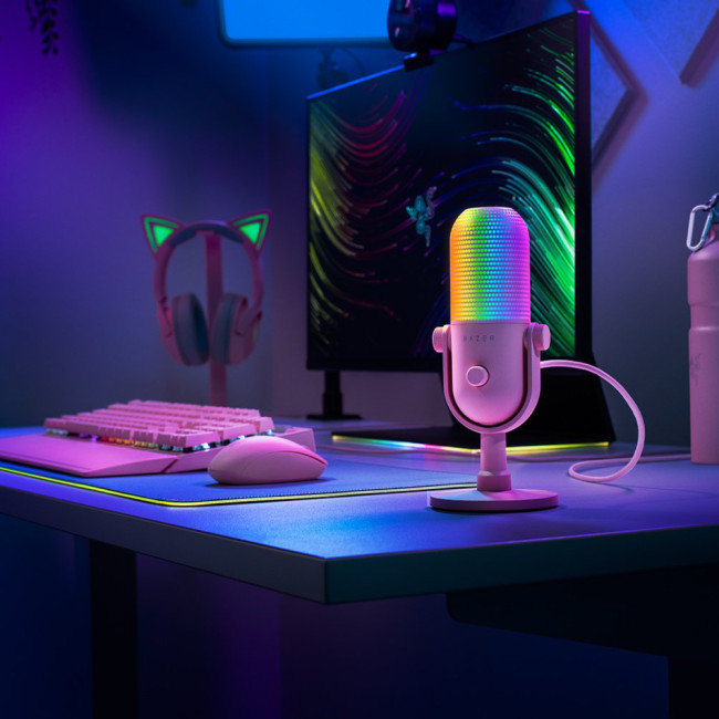 Razer Seiren V3 Chroma RGB USB Microphone with Tap-to-Mute - Quartz