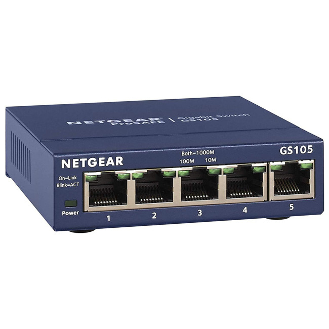 NETGEAR GS105 Unmanaged Gigabit Ethernet 5 Ports Network Switch - Blue