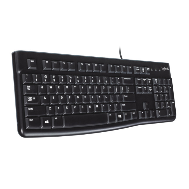 Refurbished - Logitech K120 German QWERTZ Corded USB Wired Keyboard - Black