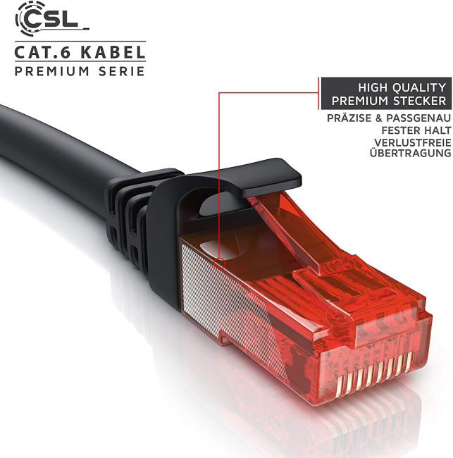 CSL-Computer CAT 6 RJ45 Ethernet LAN Cable Gigabit 1 Meter Length