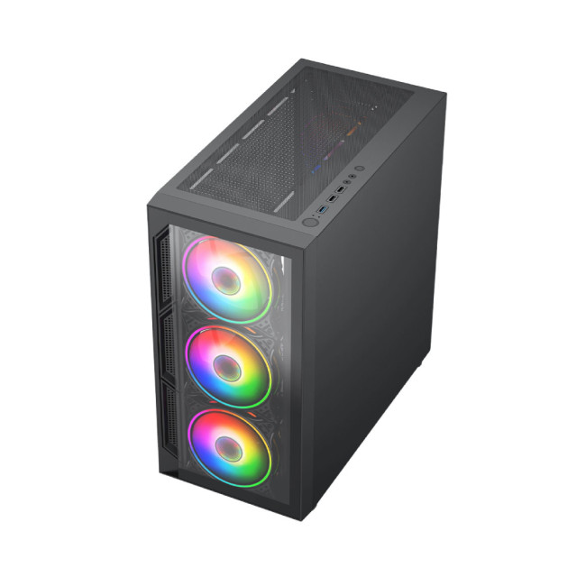 Vida Lucid Micro-ATX Tower Tempered Glass Gaming PC Case - Black