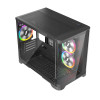 1st Player UV6 Tempered Glass Micro ATX Gaming Case - Black with 3 RGB Fans
