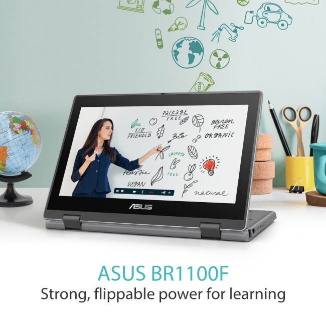 ASUS BR1100F-C41XA-3Y Celeron N Intel Celeron N N4500 4GB RAM 128GB SSD 11.6" Touchscreen Windows 11 Pro Education 2-in-1 Laptop