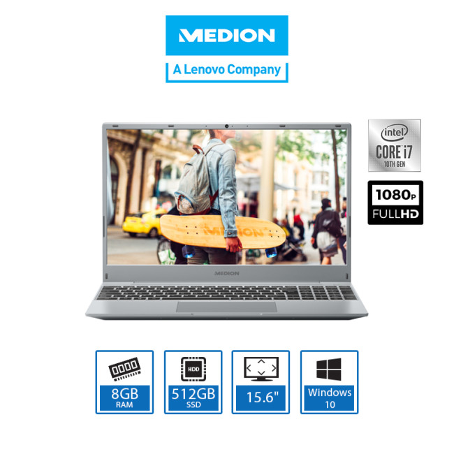Medion Akoya E15407 Laptop Intel Core i7-1065G7 1.3GHz 8GB DDR4 RAM 512GB M.2 SSD 15.6" FHD IPS Backlit Keyboard - 30031063