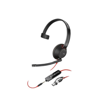 POLY Blackwire 5210 Monaural  Wired USB-A Mono Headset - Black