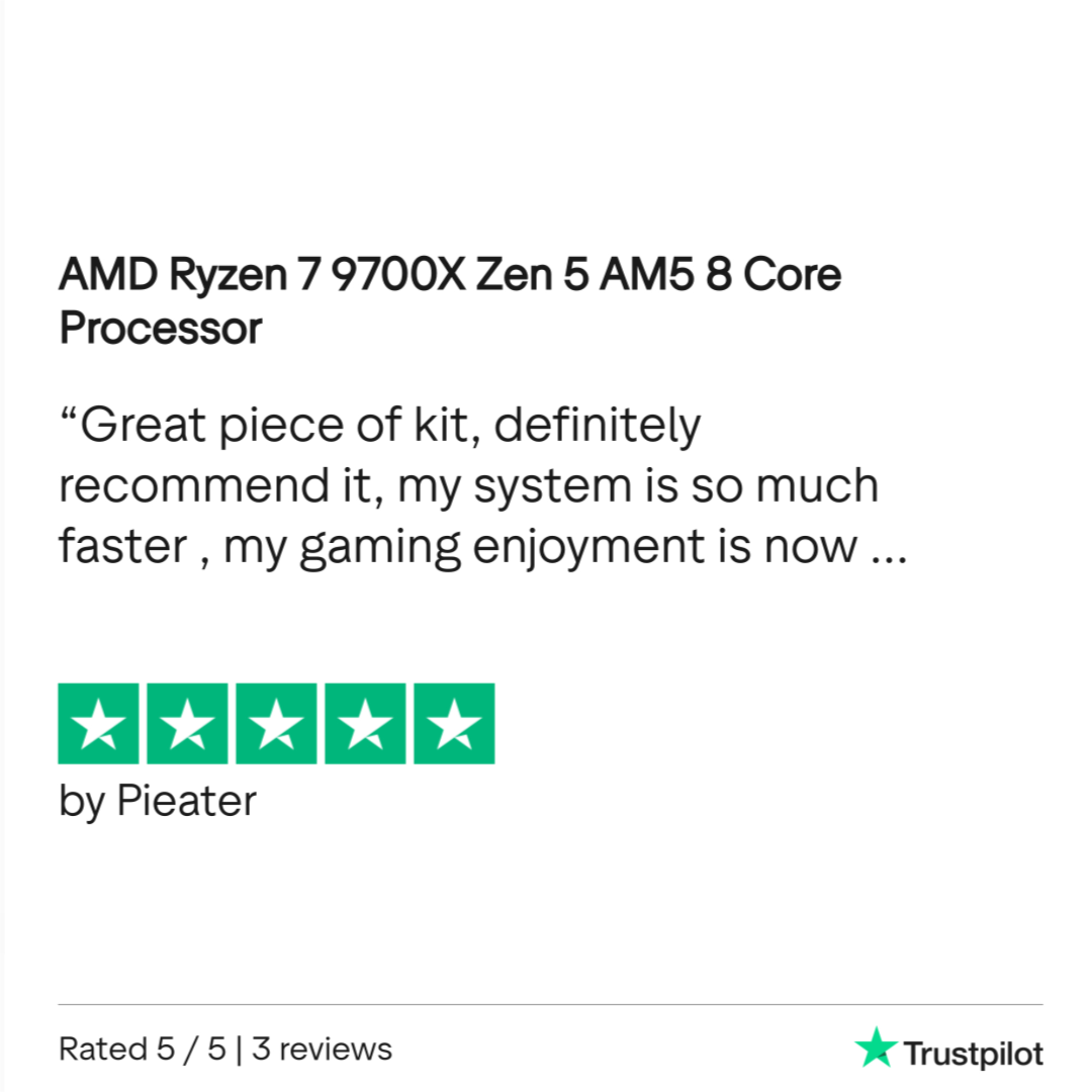AMD Ryzen 7 9700X AM5 Zen 5 CPU: 100-100001404WOF