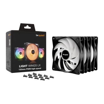 be quiet! Light Wings LX High Speed 120mm ARGB PWM Case Fan - Black Triple Pack