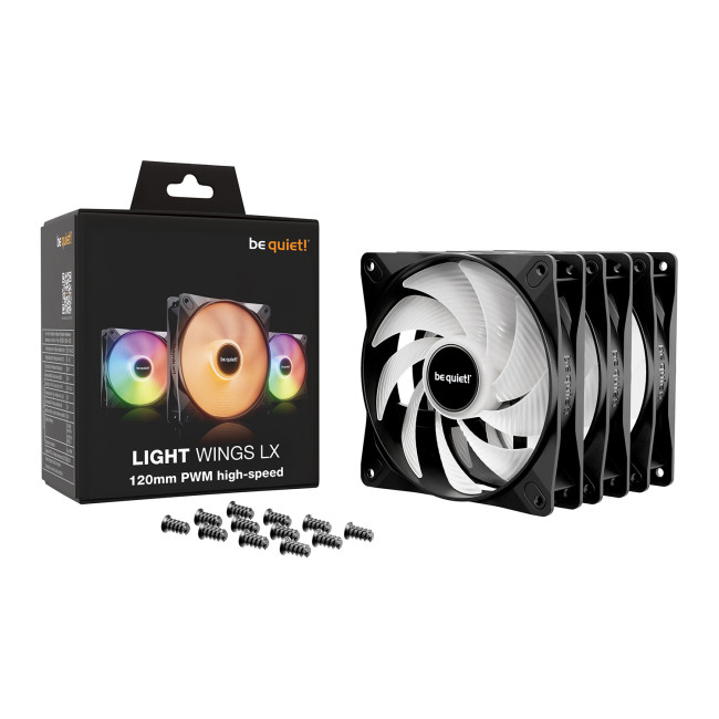 be quiet! Light Wings LX High Speed 120mm ARGB PWM Case Fan - Black Triple Pack