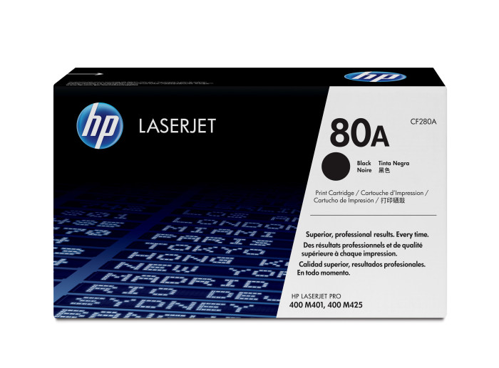 HP CF280A 80A Toner Cartridge 2,700 pages for HP Pro 400 M401, Pro M425 Printers