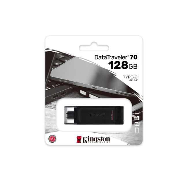 USB Stick Kingston Technology 128GB USB Flash Drive DataTraveler 70 USB-C 3.2 - Black