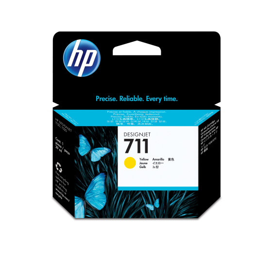 HP 711 - CZ132A - 1 x Yellow - Ink Cartridge - for DesignJet T120 ePrinter  
