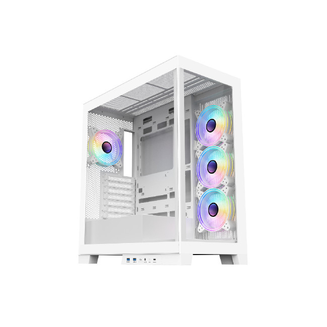 CiT Pro Diamond XR Tempered Glass Mid Tower Gaming PC Case - White