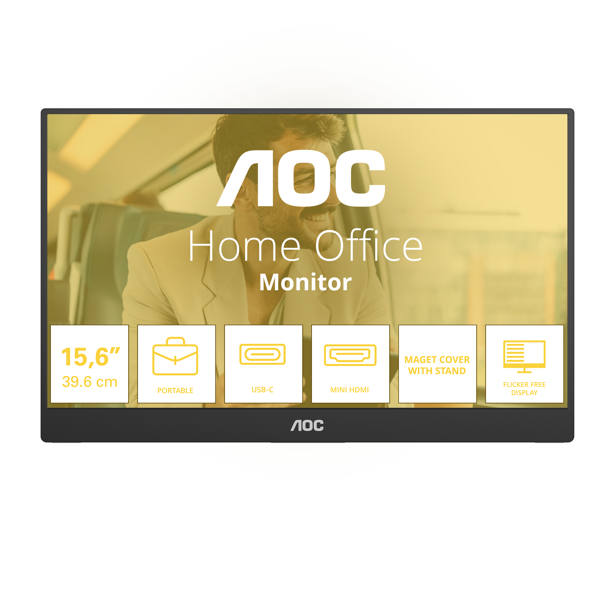 AOC 16T20E2 15.6" Full HD IPS 60Hz 4ms USB-C Portable Monitor with Speakers And Magnetic Cover With Stand