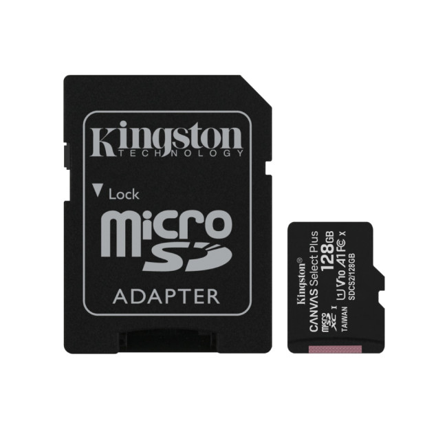 Kingston 128GB Canvas Select Plus UHS-I microSDXC Memory Card with SD Adapter