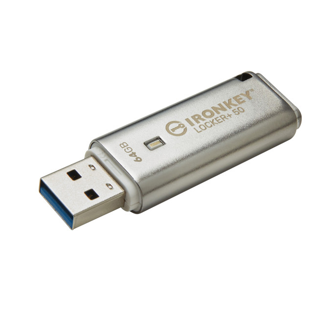USB Stick Kingston Technology IronKey Locker+ 50 USB flash drive 64GB USB 3.2 Flash Drive - Silver