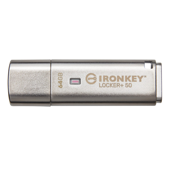 USB Stick Kingston Technology IronKey Locker+ 50 USB flash drive 64GB USB 3.2 Flash Drive - Silver