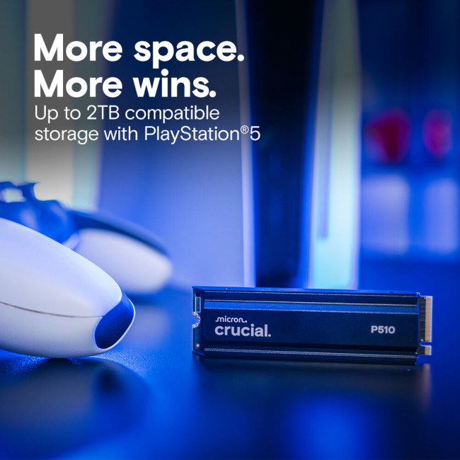 Crucial P510 2TB M.2 2280 NVMe PCIe 5.0 SSD with heatsink