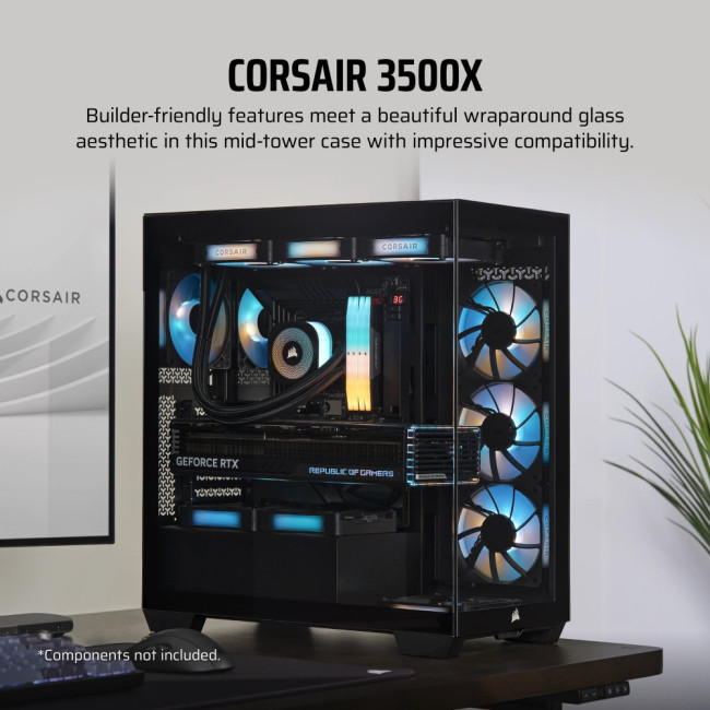 Corsair 3500X Mid-Tower TG ATX Gaming Case - Black