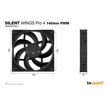 be quiet! Silent Wings Pro 4 140mm PWM 6-Pole Fan Motor Technology 4-pin PWM PC Fan