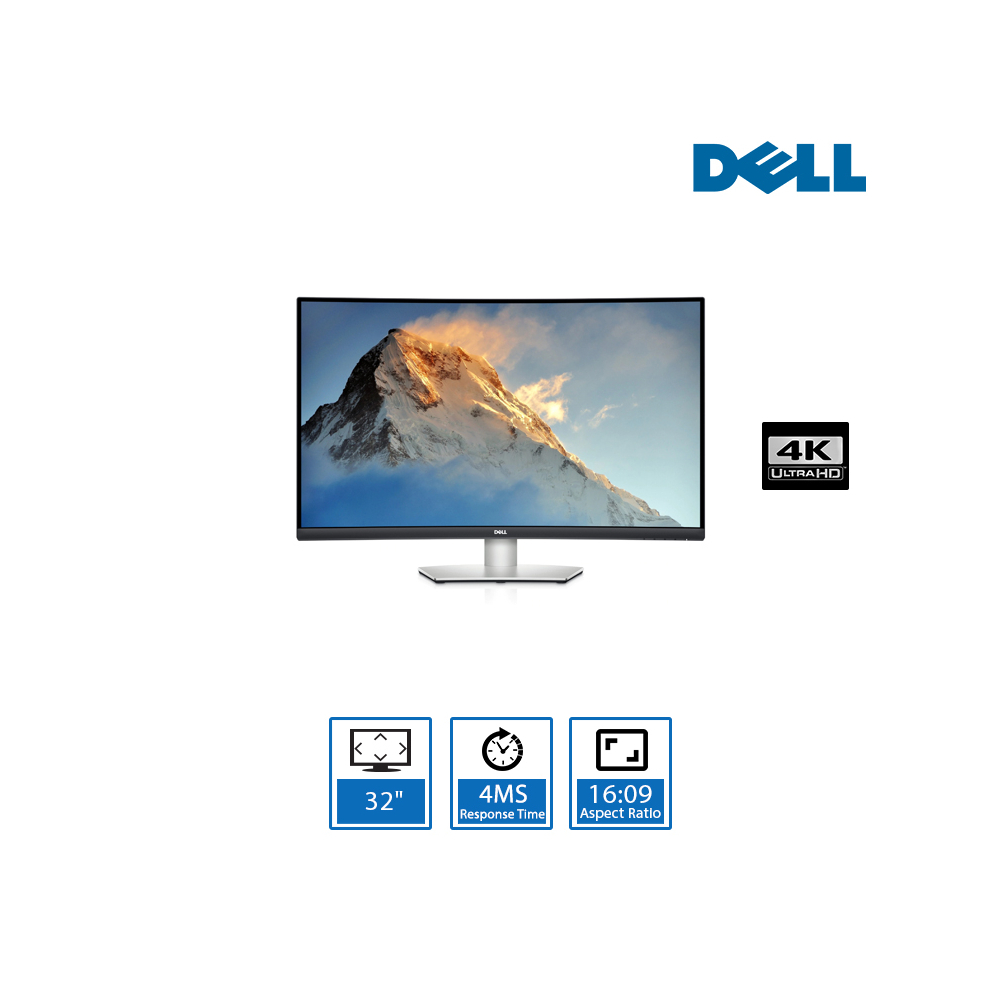 DELL S3221QS 32-inch 4K UHD Curved Monitor Response Time 4ms, Aspect Ratio  16:9, Built in Speakers, HDMI DisplayPort | LaptopOutlet, UK