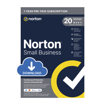 Norton Small Business 2.0 - 250GB, 1 User, 20 Devices, 1-Year Enrollment Digital Key