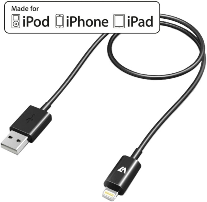 V7 1M Lightning USB 2.0 Cable for iPhone, iPod, iPads and iPad Air - CBL-LTUSB1M-BLK