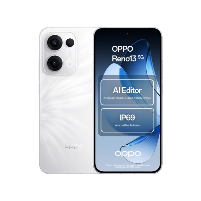 OPPO Reno13 5G MediaTek Dimensity 8350 12GB RAM 256GB ROM 6.59" AMOLED Smartphone - Plume White