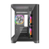 1st Player UV6 Tempered Glass Micro ATX Gaming Case - Black with 3 RGB Fans