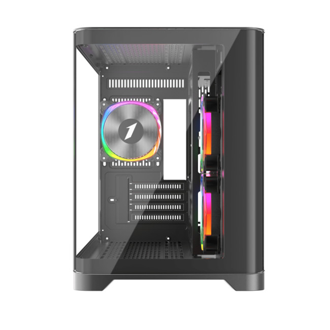 1st Player UV6 Tempered Glass Micro ATX Gaming Case - Black with 3 RGB Fans