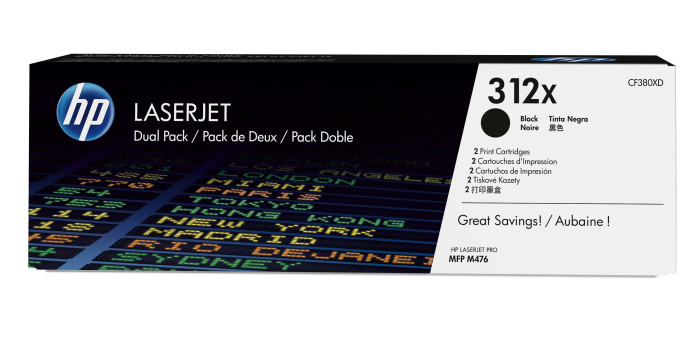 HP CF380XD 312X toner cartridge 2 pc(s) Original Black 4.4K pages, Pack qty 2