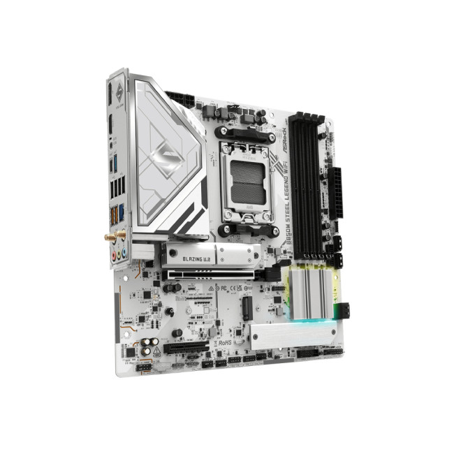 Asrock B850M Steel Legend WiFi Micro-ATX AMD Socket AM5 Motherboard - White