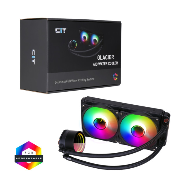 CiT Pro Glacier 240mm 4-Pin PWM ARGB Infinity AIO Liquid Cooler Black