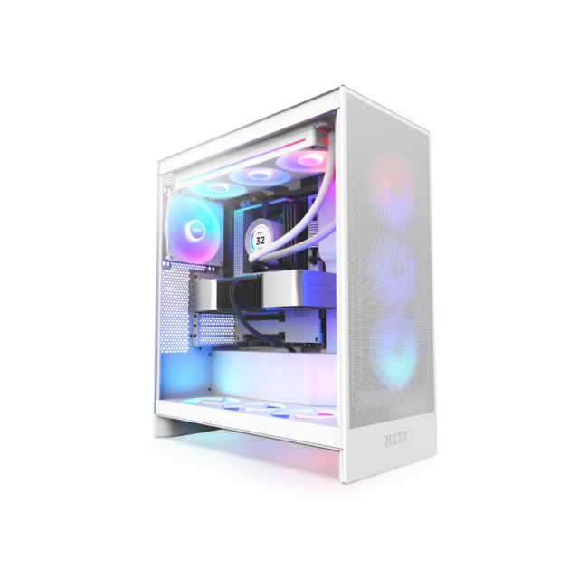 NZXT H7 Flow RGBTempered Glass Mid Tower PC Case White