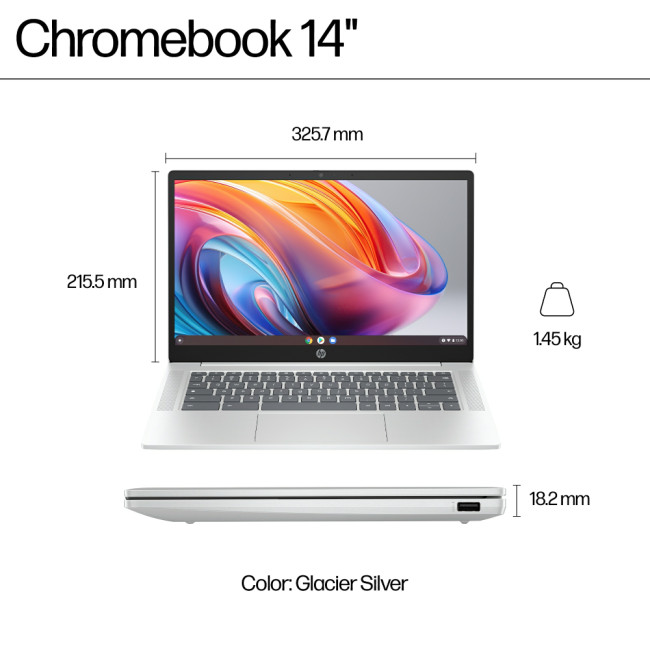 HP ChromeBook 14a-nf0002na Intel N N100 4GB RAM 128GB eUFS HD 14" ChromeOS Laptop