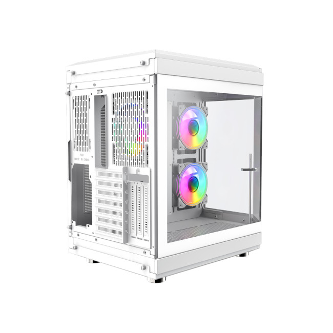 GameMax Hype ATX RGB Tempered Glass Mid Tower Gaming PC Case - White