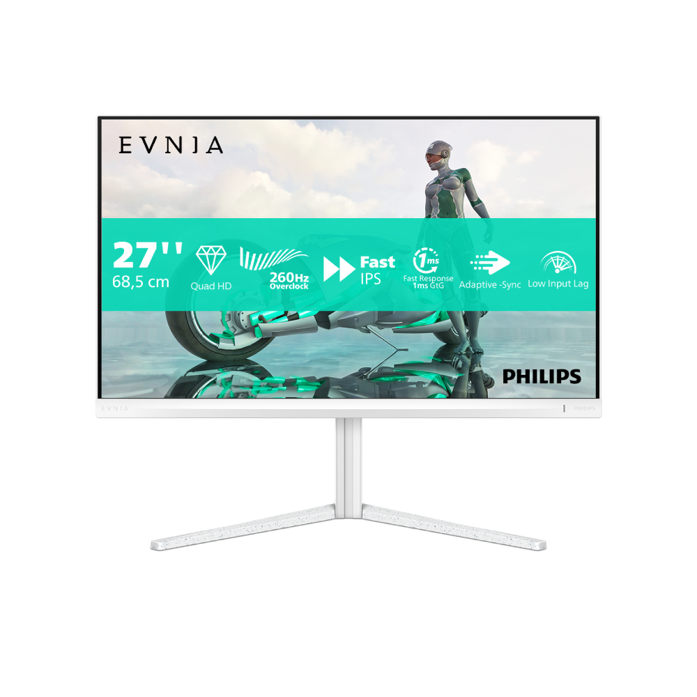 Refurbished Philips Evnia 3000 27" Quad HD Fast IPS 260Hz 0.3ms HDR10 DisplayPort HDMI Gaming Monitor with Speakers