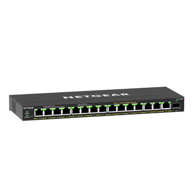 NETGEAR GS316EPP Managed Gigabit Ethernet 16 Ports Network Switch - Black