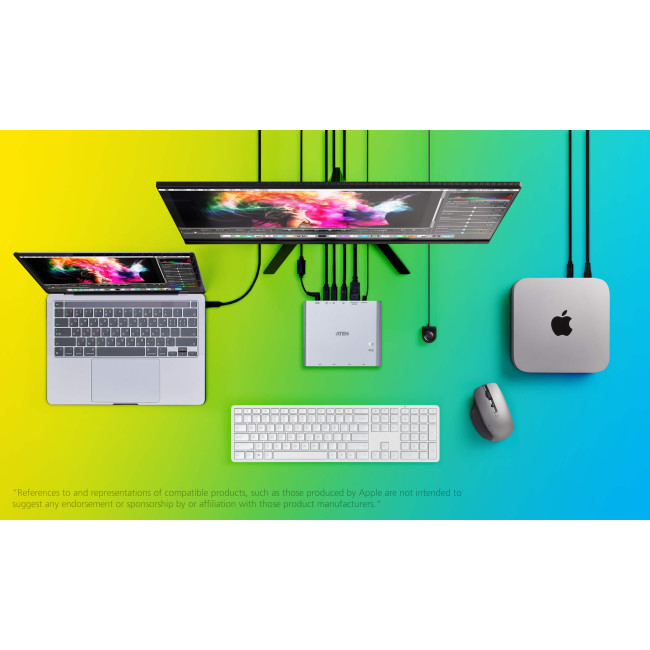 New Open Box ATEN 2-Port 4K DisplayPort USB-C KVM Switch with Power Pass-through