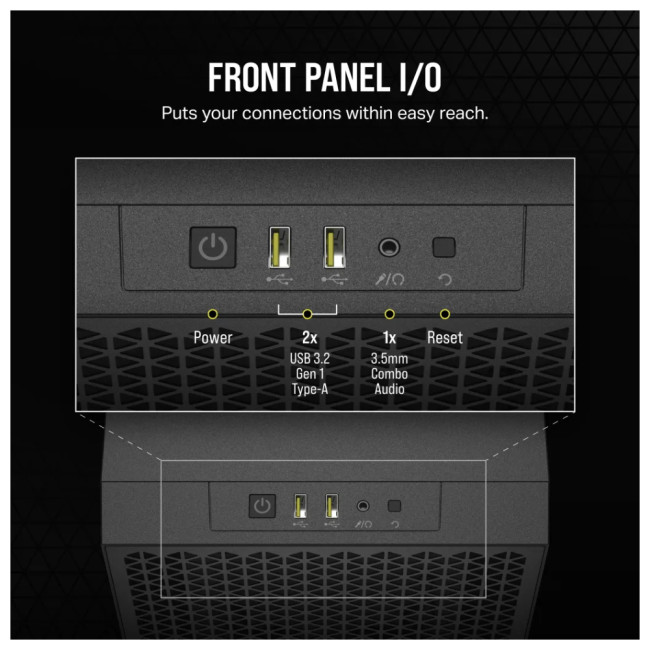 Corsair 3000D Airflow Mid Tower Tempered Glass ATX Gaming PC Case - Black