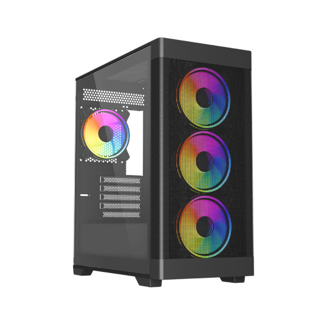 Vida Zephyr V2 Micro-ATX ARGB Tempered Glass Gaming PC Case - Black