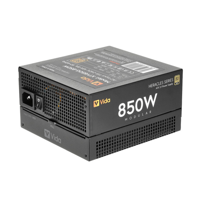 Vida Heracles 850W ATX 3.1 80 Plus Gold Fully Modular PSU Power Supply - Black