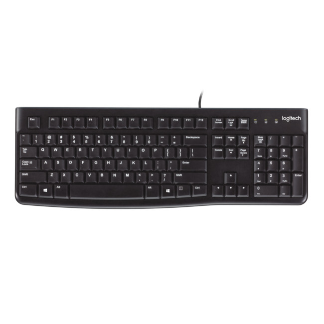 Refurbished - Logitech K120 German QWERTZ Corded USB Wired Keyboard - Black