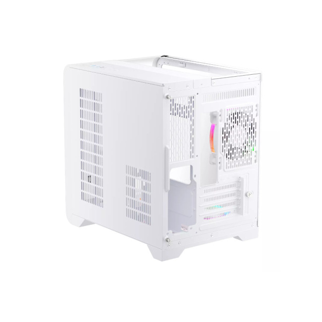 1st Player RT5 WH Tempared Glass Micro Tower Gaming PC Case with 3 x RGB Fans - White