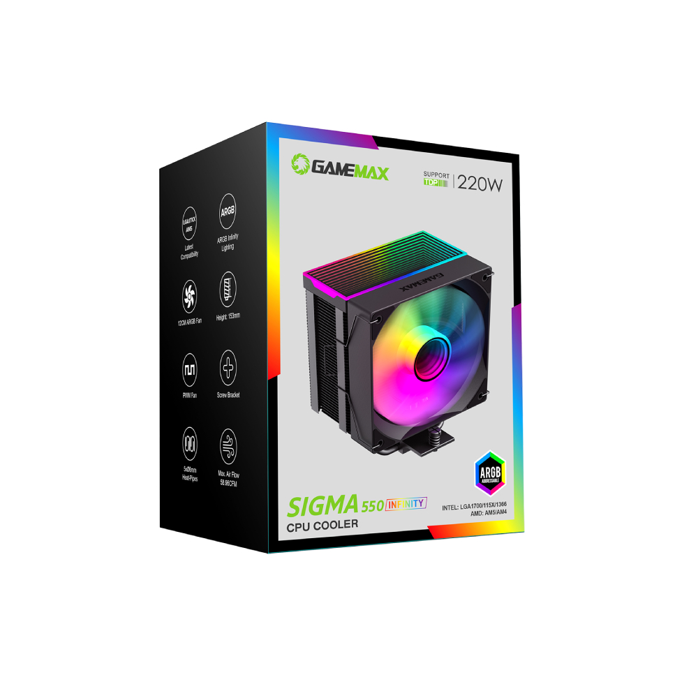 Gamemax Black Sigma 550 120Mm Argb Infinity Cpu Cooler Size 32