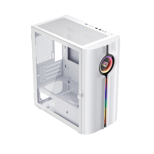 1st Player IS3-BK ARGB Tempered Glass Mid Tower Gaming Case - White