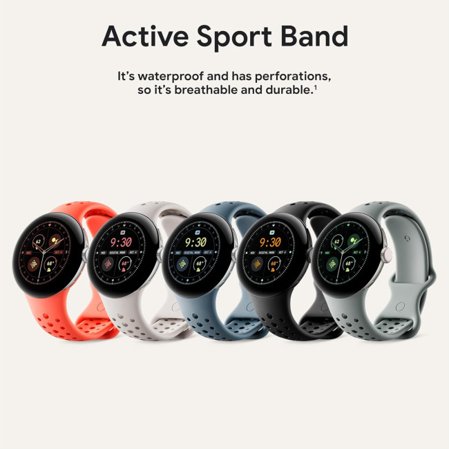Google Pixel Watch 2 Sport Band Small fits 130-175mm Wrists - Obsidian