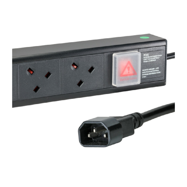Generic PDU6HC14 6-Way UK Horizontal 1U Power Distribution Unit (PDU) - Black
