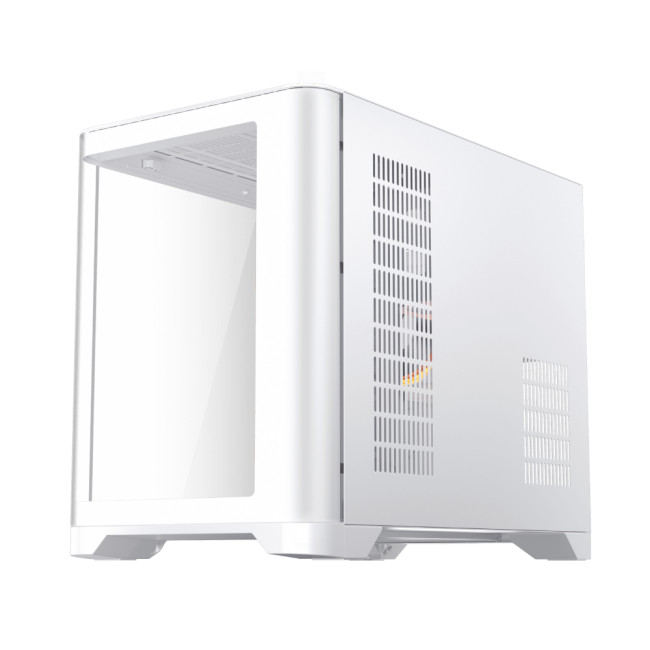 1st Player UV6 Tempered Glass Micro ATX Gaming Case - White with 3 RGB Fans