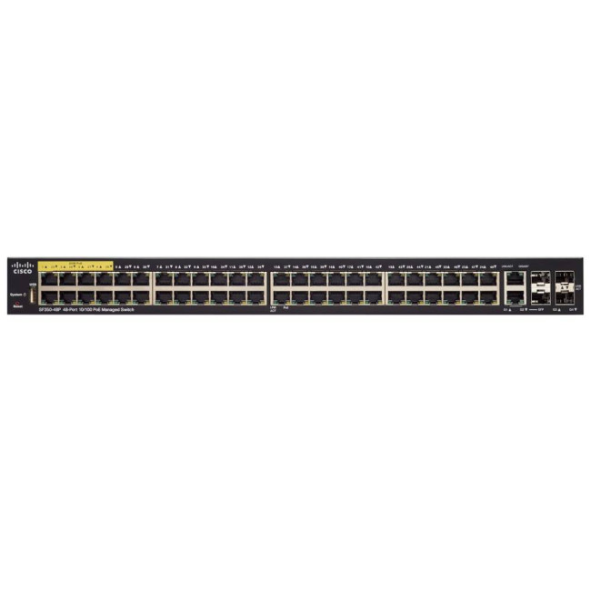 Refurbished Cisco Small Business SF350-48 Managed Switch L2/L3 Fast Ethernet (10/100) 1U Black